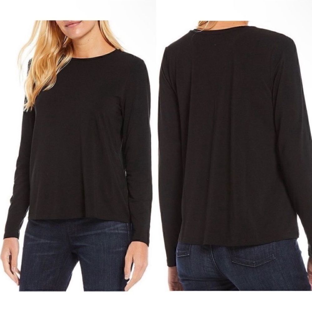 Eileen Fisher NWT Tencel Jersey Long Sleeve Crew
Neck Top Black Size S